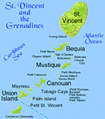 MAP OF ST. VINCENT & THE GRENADINES